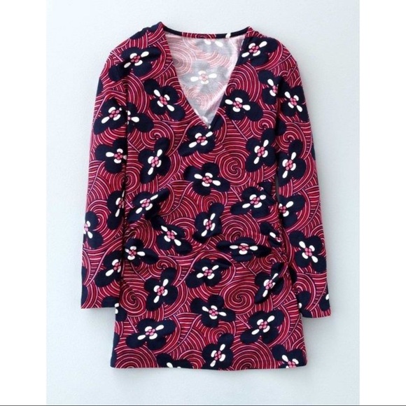 Anthropologie Tops - Boden Jersey Wrap Flower Printed Quarter Sleeve